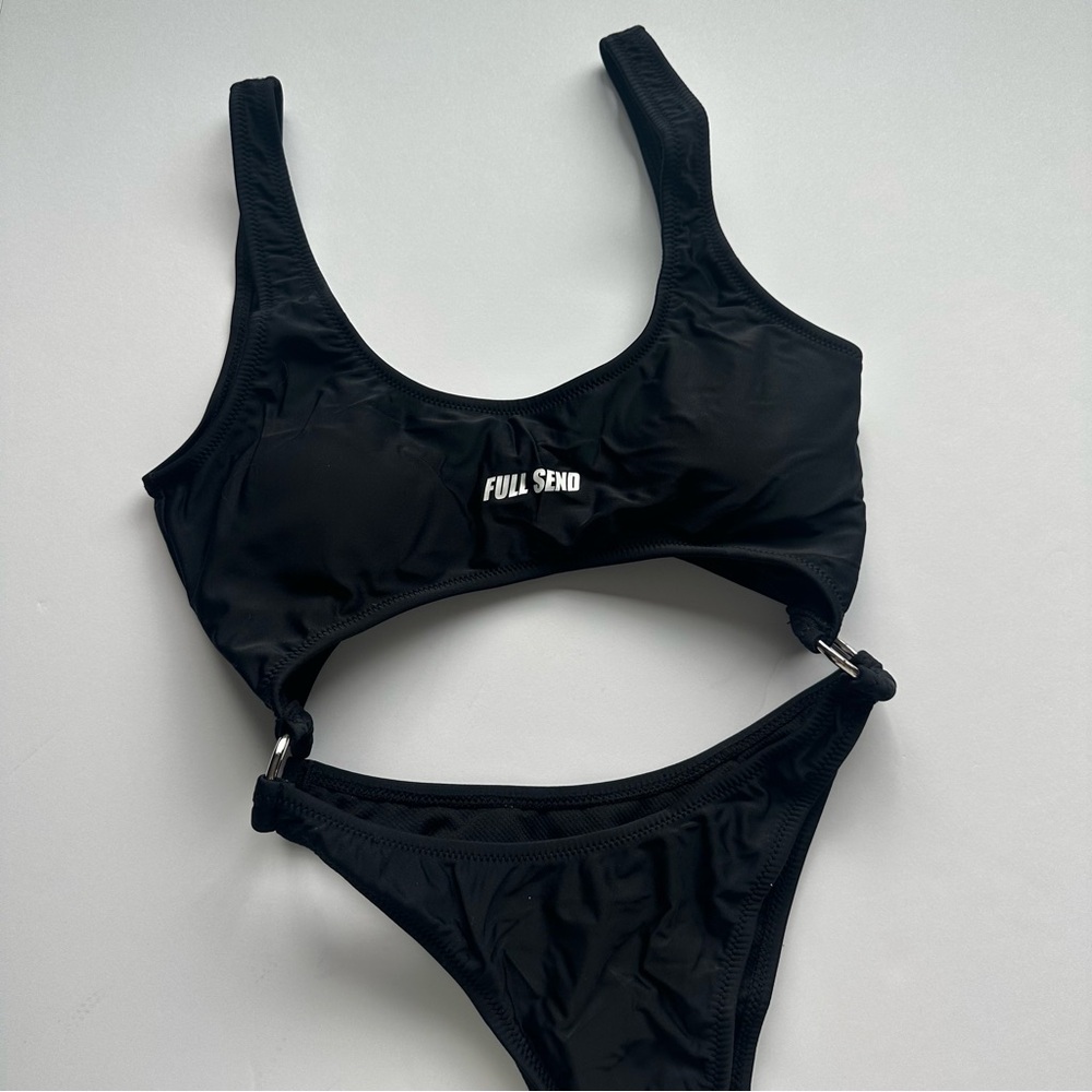 Full Send Black Cutout Bathing Suit